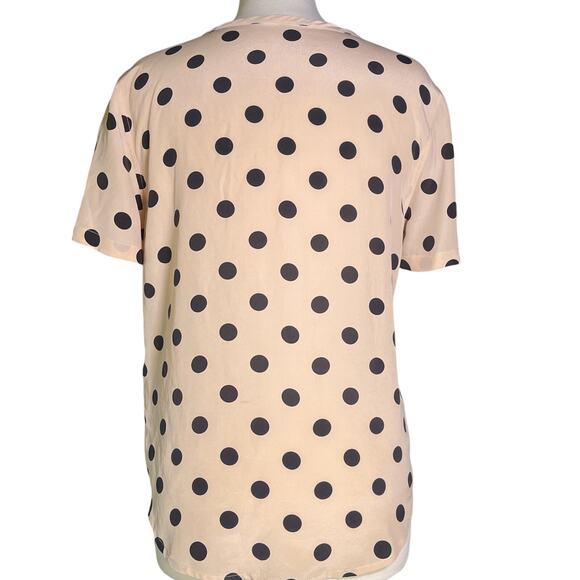 Equipment Beige/ Black Polka-Dot Short Sleeve Silk Shell Blouse Small - Picture 4 of 4